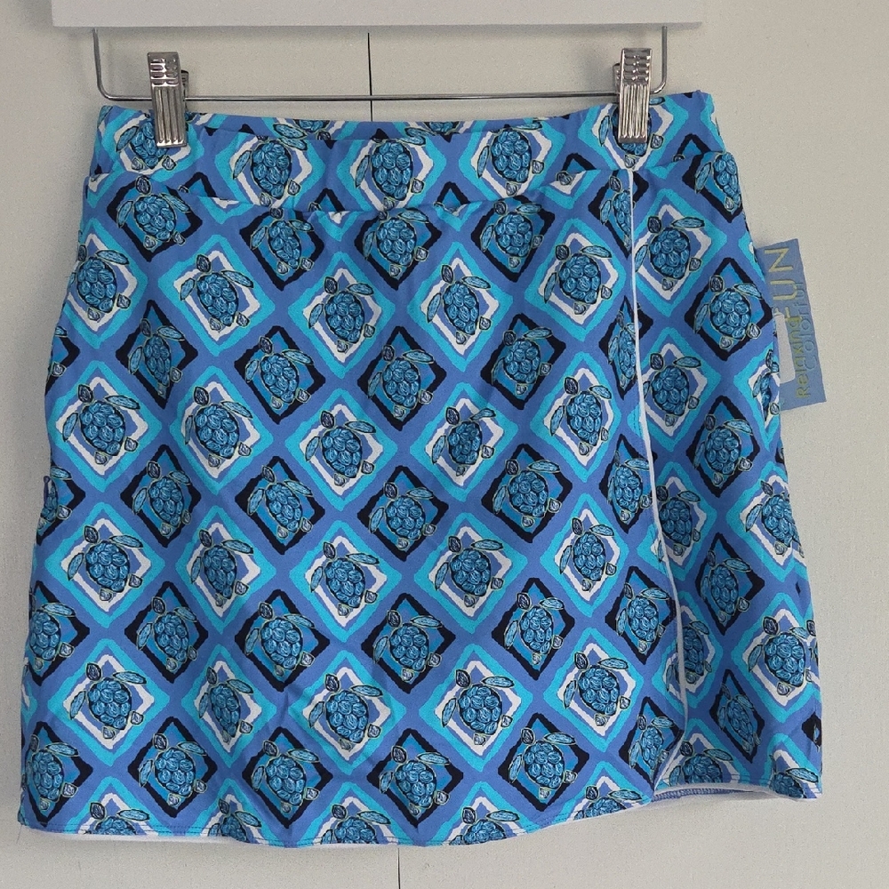Lulu-B Aqua and Navy Turtle Pattern Skirt Skort